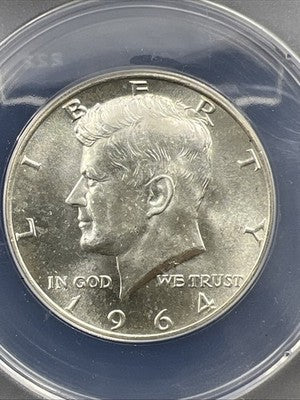 1964 P 50c Kennedy Silver Half Dollar Coin ANACS MS65 Gem BU #58
