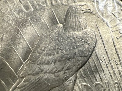 1923 P $1 Peace Silver Dollar Coin Reverse Lamination Error CH BU