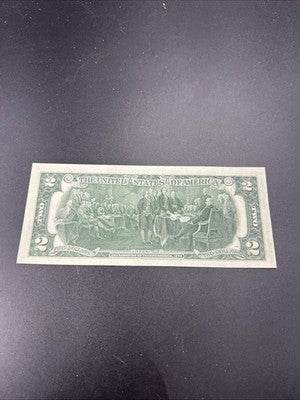 1976 $2 Two Dollar Bicentennial Bill Brookyln NY Postmarked (no Stamp) UNC #105
