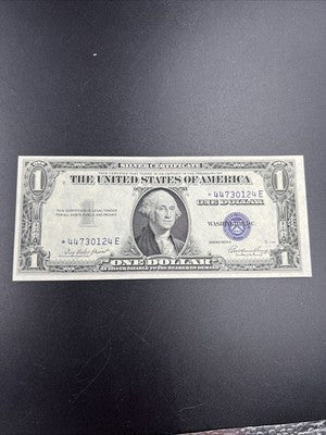 1935 E * Star $1 One Dollar US Silver Certificate Blue Seal UNC #44