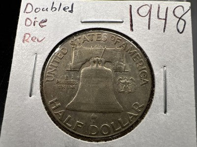 1948 P Franklin Half Dollar Silver Coin Double Die Reverse Variety CH VF Circ