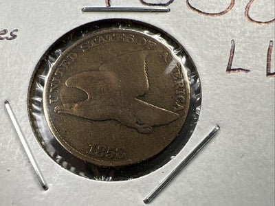 1858 1c Flying Eagle Cent Coin Low Leaves FS-901 Variety AG About Good Circ