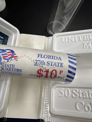 US Mint Certified 2004 P Florida State Statehood Quarter Roll BU UNC