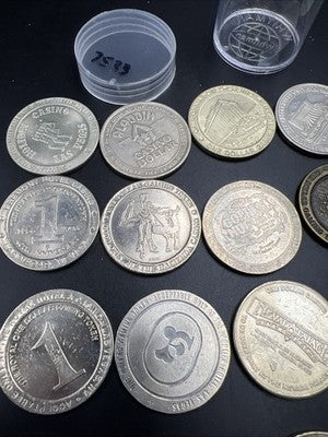 Lot of 20 $1 Casino Dollar Gaming Tokens Metal Circulated Conditions SKU#7533