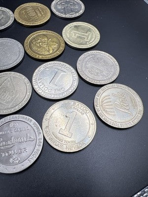 Lot of 20 $1 Casino Dollar Gaming Tokens Metal Circulated Conditions SKU#7530