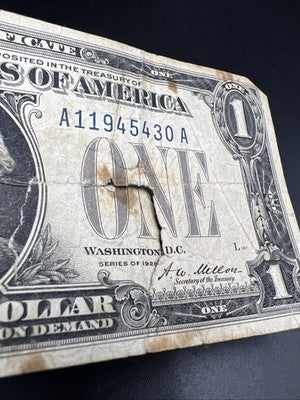 1928 $1 One Dollar Funny Back Silver Certificate Cull Very Circ Damaged Ugly #30