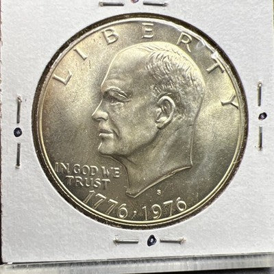 1976 S $1 Ike Bicentennial Eisenhower 40% Silver Dollar Coin BU UNC In 2x2 SKU#A