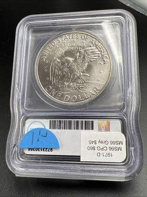 1971 D $1 Ike Eisenhower Clad Copper Nickel Dollar Coin ICG MS66 #66