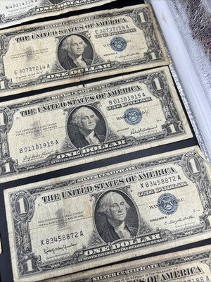 Lot of 18 1957 $1 One Dollar Blue Seal Silver Certificates G / VG #642
