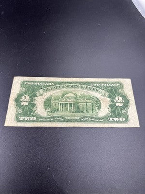1928 D $2 USN United States Red Seal Note VG Very Good Circ Neat Serial #76