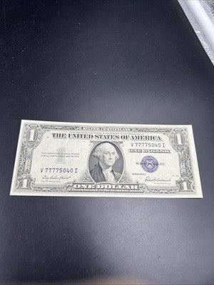 1935 F Lucky #77775040 Repeat Serial Number Silver Certificate $1 Bill XF EF