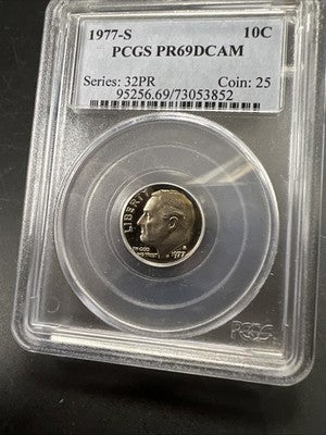 1977 S 10c Roosevelt Dime Coin PCGS PR69 DCAM #52
