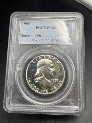 1955 P 50c Franklin Silver Half Dollar Coin PCGS PR66 Gem Proof Certified #687