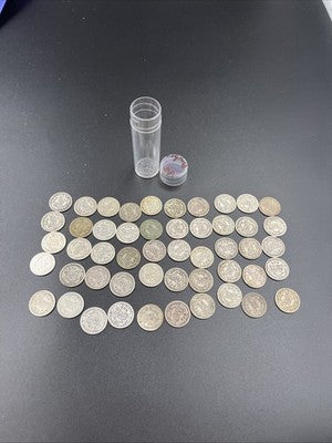 50 Coin Barber 90% Silver Dime Roll VG Very Good Circ Conditions SK#a