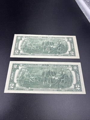 2 Note Lot Choice AU 1976 $2 FRN Bicentennial Federal Reserve Notes #205