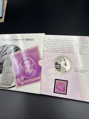 National Community Service 1996 W Silver Dollar Proof & Stamp Set