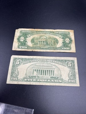 Star * Note Collector's Lot 1953 $2 & 1963 $5 USN Red Seal Notes Very Circ #67