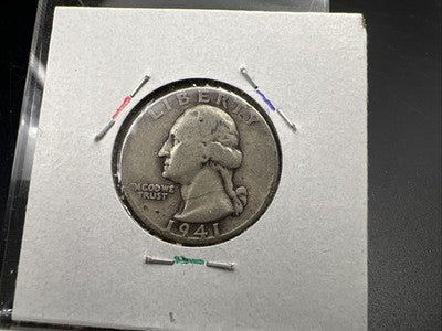 1941 25c Washington Silver Quarter Coin DDR Double Die Reverse AG #B