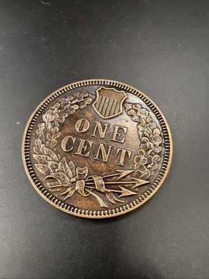 Large 3 Inch Novelty Pewter Coin/Coaster/Paperweight 1877 Indian Cent