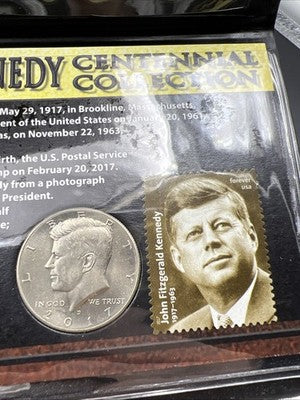 JFK Collection 2017 $2 Colorized Two Dolalr Bill FRN & Kennedy Half Dollar