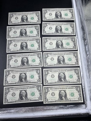 12 Consecutive 1963 A * Star FRN Federal Reserve Notes UNC Bills #886