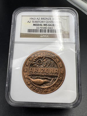 1963 Arizona Centennial Bronze Medal NGC MS66 RB