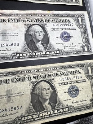 Lot of 10 1957 / 1935 $1 One Dollar Silver Certificate Blue Seal Notes VG + #892