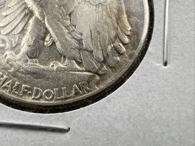 1945 P 50c Walking Liberty Half Dollar Missing Designer Initials FS-901 VF Circ