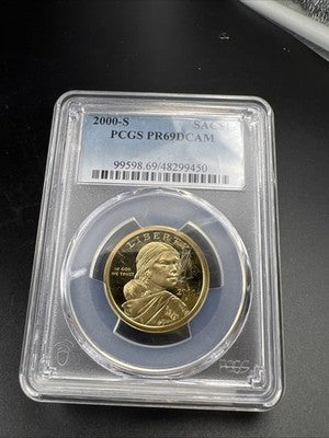 2000 S $1 Sacagawea Native Proof Dollar Coin PCGS PR69 DCAM Used Holder #450