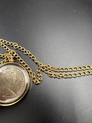 1981 Royal Wedding Commemorative Crown Prince & Diana Coin in Bezel/Chain