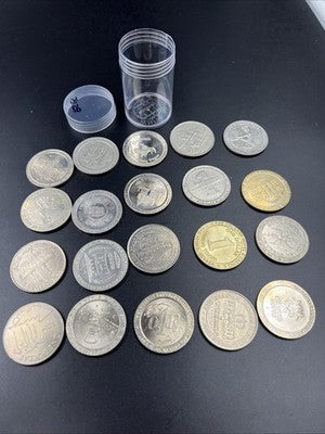 Lot of 20 $1 Casino Dollar Gaming Tokens Metal Circulated Conditions SKU#7529