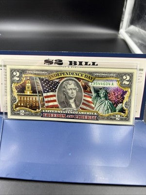 Independence Day Colorized Enhanced 2017 A 2 Two Dollar Federal Reserve Note Unc