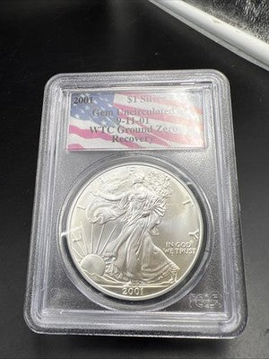 World Trade Center Recovery 2001 1 OZ ASE Ground Zero Silver Eagle PCGS Gem SK#D
