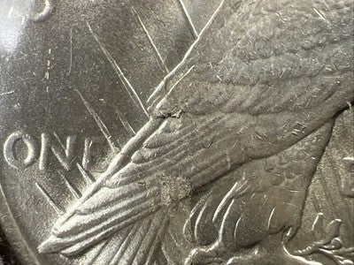 1923 P $1 Peace Silver Dollar Coin Laminated Planchet Error Reverse BU UNC