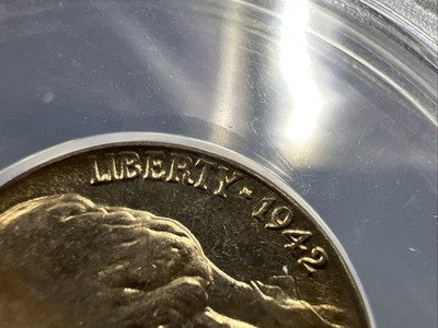 1942 5c Jefferson 5c Nickel Coin DDO Double Die Obverse FS-102 ANACS MS65 Gem BU