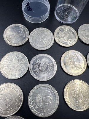 Lot of 20 $1 Casino Dollar Gaming Tokens Metal Circulated Conditions SKU#7529