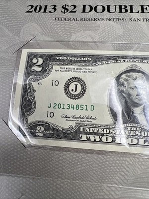 Matching Serial #2 2003 A 2009 $2 FRN Federal Reserve Note 2013 Double deuce set