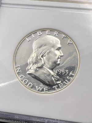 1953 P 50c Franklin Silver Half Dollar Coin NGC PF64 Cameo #001