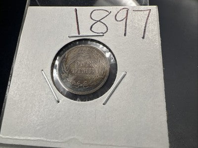 1897 10C Barber Silver Dime Coin VG Very Good Circ SK#a