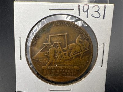 1931 Cyrus McCormick Bronze Medal Centennial Of The Reaper Metallic Art Co Circ