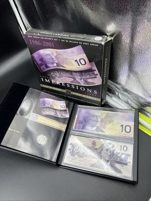 1986-2001 Lasting Impressions Collector's Set- Two Canada $10 Bank Notes