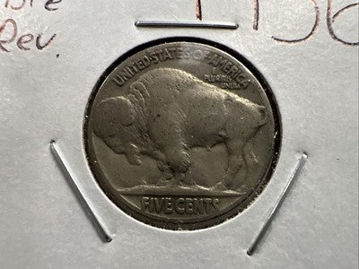 1936 5c Buffalo Nickel Coin Fine Circulated Double Die Reverse Variety