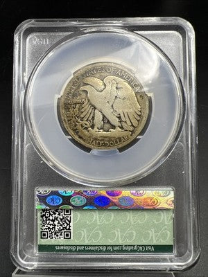 1917 D 50c Walking Liberty Silver Half Dollar Coin CAC G Details