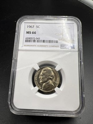 1967 5c Jefferson Nickel Coin NGC MS66 Gem BU #043
