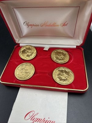 4 Coin Olympian Medallion Set In Red Display Box