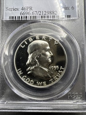 1955 50c Franklin 90% Silver Half Dollar Coin PCGS PR67 #820