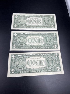 Lot of 3 XF EF 1988 $1 FRN Federal Reserve Notes #105