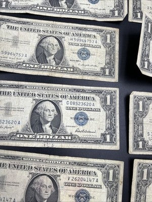 Lot of 10 1957 $1 One Dollar Silver Certificate Blue Seal Notes G / VG #147