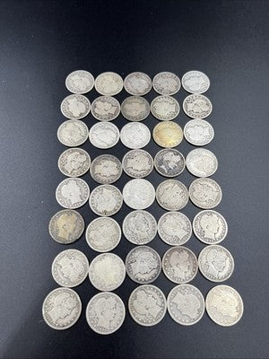 Barber Quarters 90% Silver Coin Quarter Roll $10 Face Value 40 Coins G SKU#1A