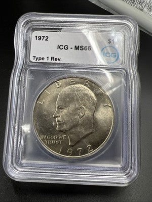 1972 P $1 Ike Eisenhower Clad Copper Nickel Dollar Coin ICG MS66 #92